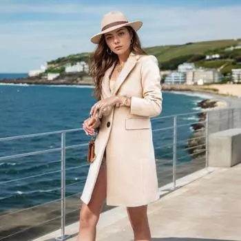 Осенне-зимнее женское пальто простое с длинными рукавами и лацканами на двух пуговицах, шерстяное пальто для женщин, женское пальто S серый