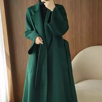 Осенне-зимнее женское пальто с принтом S красный