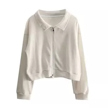 Осенне-зимнее женское пальто с вафельной текстурой, застежкой-молнией, длинными рукавами, отложным воротником M абрикосовый