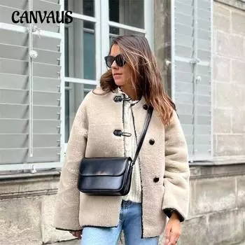 Осенне-зимнее женское пальто Temperament, шуба S бежевый