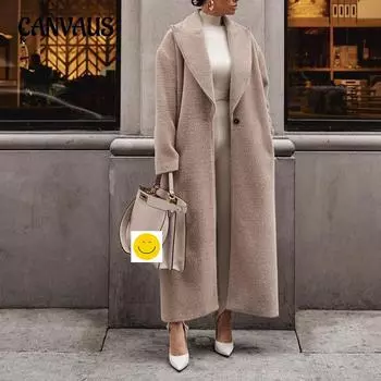 Осенне-зимнее женское пальто, теплое пальто, женское плюшевое пальто с лацканами с длинными рукавами, женское пальто