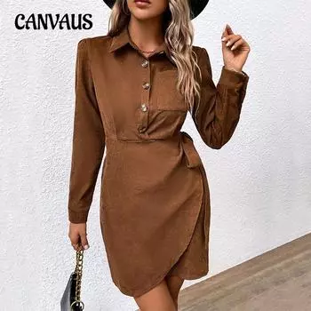 Осенне-зимнее женское платье Вельветовые темпераментные элегантные платья S