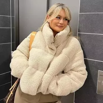 Осенне-зимнее женское полупальто из ягненка с воротником-стойкой, утолщенное теплое пальто из овчины L абрикосовый
