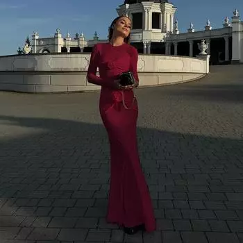 Осенне-зимнее женское сексуальное обтягивающее круглое горло длинное юбка плиссированное платье с цветочным принтом S чёрный