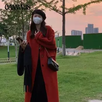 Осенне-зимнее женское шерстяное пальто, длинное двустороннее кашемировое твидовое пальто, женское сицилийское пальто XS бежевый