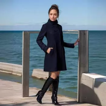 Осенне-зимнее женское шерстяное пальто Среднее и длинное шерстяное пальто S