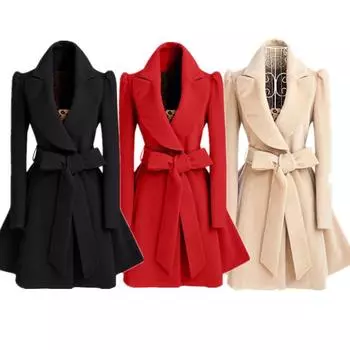 Осенне-зимнее женское шерстяное пальто средней длины в корейском стиле, тонкое шерстяное пальто S