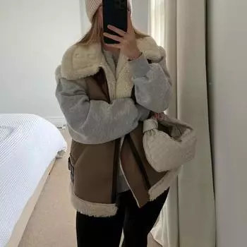 Осенне-зимнее женское теплое меховое пальто без рукавов из флиса с прострочкой, жилет, куртка L коричневый