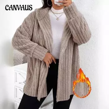 Осенне-зимнее женское теплое модное плюшевое пальто с капюшоном в вертикальную полоску большого размера, модное однотонное пальто 0XL абрикосовый