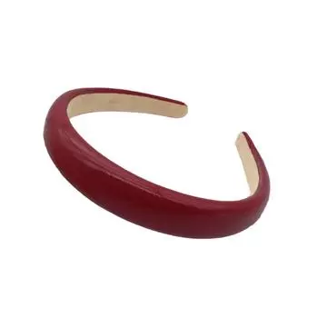 Осенне-зимние аксессуары для волос из искусственной кожи, головной убор, модная широкая однотонная повязка на голову, женская шпилька для волос красный