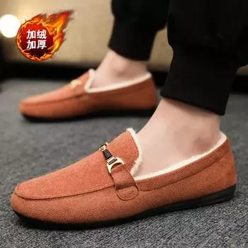 Осенне-зимние бархатные теплые хлопковые туфли мужские туфли Doudou корейская версия модная универсальная повседневная обувь мужские легкие туфли для вождения 39