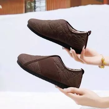 Осенне-зимние бархатные теплые нескользящие хлопковые ботинки женские 2024 года новые легкие зимние ботинки из аэрокосмической ткани с мягкой подошвой и одной педалью 35