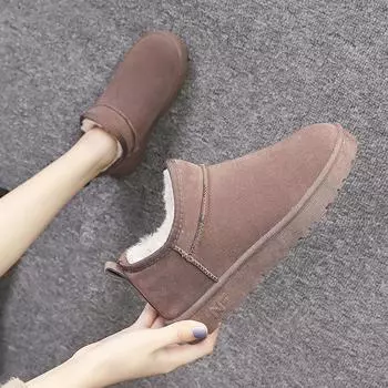 Осенне-зимние бархатные теплые женские хлопковые туфли Baita, универсальные зимние ботинки на плоской подошве с круглым носком, женская обувь 36 чёрный