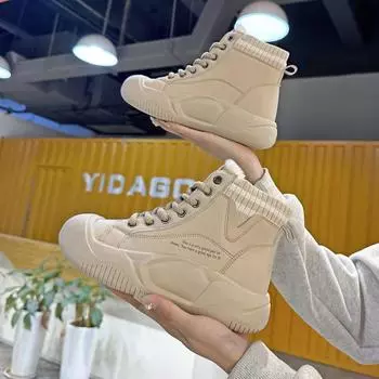 Осенне-зимние бархатные высокие повседневные белые туфли детские зимние новые универсальные короткие ботинки Martin женские M 35 покинуть белый