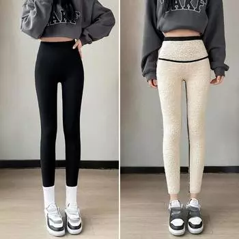 Осенне-зимние бархатные женские леггинсы, утолщенные, теплые, с высокой талией, с подъемом бедер, брюки Shark, повседневные теплые леггинсы для женщин L чёрный