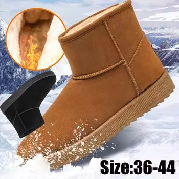 Осенне-зимние бархатные зимние ботинки унисекс средней длины для пары плюс женские зимние ботинки 36 чёрный