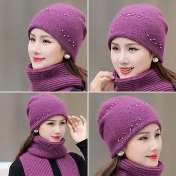 Осенне-зимние береты из кроличьего меха для среднего и пожилого возраста, женские утепленные теплые и холодные наушники, шапки Baotou One size