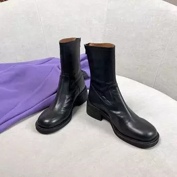 Осенне-зимние ботильоны женские дизайнерские винтажные туфли на низком квадратном каблуке современные короткие ботинки Zapatos De Mujer 35