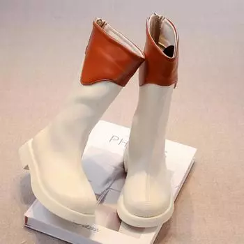 Осенне-зимние ботинки для девочек в британском стиле, детская повседневная обувь, модные туфли для принцесс, цветные противоскользящие детские высокие ботинки 26 чёрный