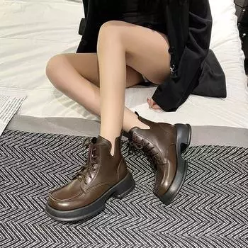 Осенне-зимние ботинки Martin на толстой подошве с низким вырезом для женщин 35 чёрный