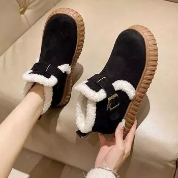 Осенне-зимние ботинки Martin на толстой подошве из шерсти ягненка 35 бежевый