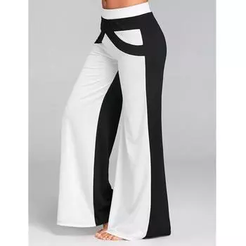 Осенне-зимние брюки с высокой талией для женщин, свободные теплые брюки, офисные повседневные прямые широкие брюки, брюки с шваброй S белый