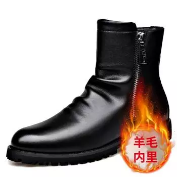 Осенне-зимние черные кожаные ботильоны для мужчин, модные, повседневные, новые дизайнерские, из шерсти, теплые, хлопковые туфли, мужские, большого размера, ботинки на платформе 38