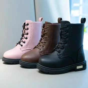 Осенне-зимние детские ботинки Детские ботинки Зимние ботинки для девочек Ботинки для мальчиков Нескользящие теплые ботинки для защиты от брызг 37 чёрный