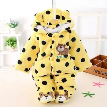 Осенне-зимние детские комбинезоны Bear Style Baby Coral Fleece Brand Hoodies Jumpsuit Baby Girls Boys Romper Newborn Toddle Clothing 6M синий