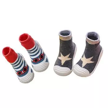 Осенне-зимние детские носки-тапочки для маленьких девочек и мальчиков, утепленная теплая обувь 21 красный