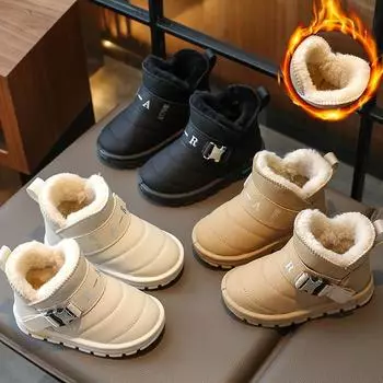 Осенне-зимние детские подиумные однотонные теплые однотонные круглые носки плюс бархатные детские модные и удобные зимние ботинки 26 белый