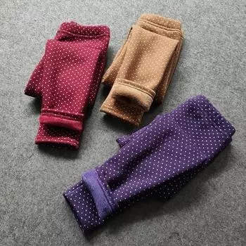 Осенне-зимние детские штаны, бархатные леггинсы в мелкий горошек для девочек, детские хлопковые эластичные брюки для девочек, детская одежда 100 чёрный