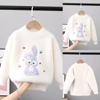 Осенне-зимние детские свитера, пуловеры, топы для девочек, трикотажные топы с круглым вырезом 130 белый