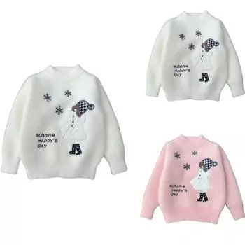 Осенне-зимние детские свитера, пуловеры, топы для девочек, трикотажные топы с круглым вырезом 140 белый