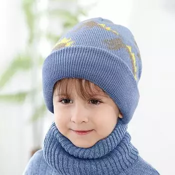 Осенне-зимние детские теплые вязаные шапки с помпоном, детская вязаная шапка-бини, однотонная детская шапка для мальчиков и девочек, аксессуары S чёрный