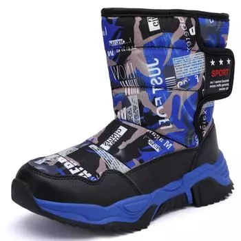 Осенне-зимние детские зимние ботинки длинные пушистые теплые волчьи зубы нескользящие износостойкие детские нескользящие водонепроницаемые уличные зимние спортивные ботинки 39 чёрный/розовый