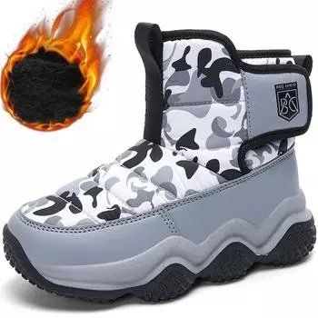 Осенне-зимние детские зимние ботинки, длинные, пушистые, теплые, с нескользящей подошвой, износостойкие, детские, нескользящие, водонепроницаемые, для девочек, для зимних прогулок 29 розовый