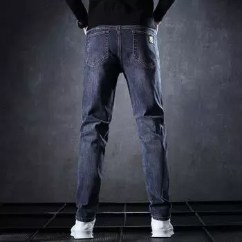 Осенне-зимние джинсы мужские прямые свободные зимние мягкие и утолщенные новые тонкие повседневные длинные брюки 28