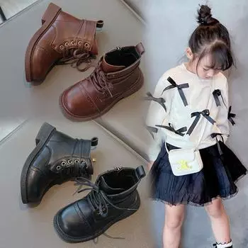 флисовые средние детские кожаные ботинки теплые ботинки 26