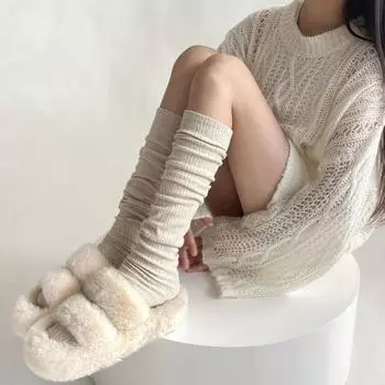 Осенне-зимние хлопковые женские чулки до бедра в японском стиле, однотонные чулки, гольфы, длинные носки, высокие носки