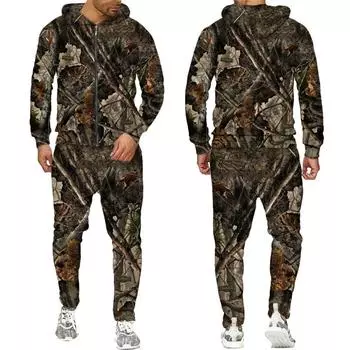 Осенне-зимние камуфляжные спортивные костюмы с кленовыми листьями и 3D-молнией, мужские спортивные костюмы на открытом воздухе, рыбалке, кемпинге, охоте, уличные костюмы унисекс S