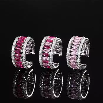 Осенне-зимние кольца, ювелирные изделия, 2-в-1, открытое кольцо с красным цирконом, розовым бриллиантом, женская мода, женская