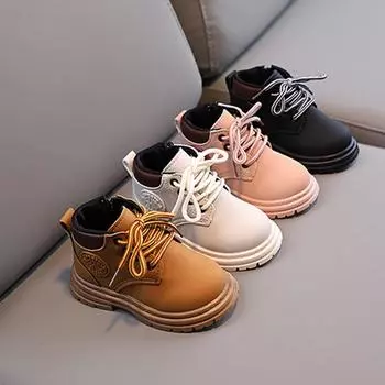 Осенне-зимние красивые повседневные универсальные удобные нескользящие короткие ботинки на молнии для мальчиков и девочек 21