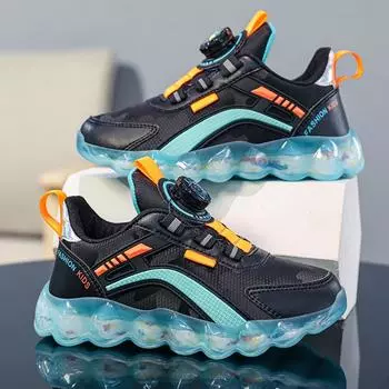 Осенне-зимние кроссовки унисекс для девочек, розовые кроссовки с вращающимися кнопками, сверхлегкие кроссовки для мальчиков 28 чёрный