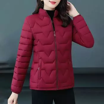 Осенне-зимние куртки, женское пуховое хлопковое пальто среднего возраста, воротник-стойка, большие размеры, тонкие и легкие теплые пальто, верхняя одежда 4XL чёрный