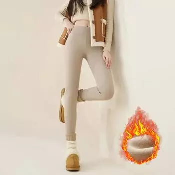 Осенне-зимние леггинсы из кроличьего флиса Sharkskin, женские повседневные базовые утолщенные теплые леггинсы, коричневые колготки с флисовой подкладкой S чёрный