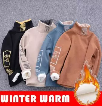 Осенне-зимние модные пуловеры для детей, теплые толстовки с воротником для мальчиков и девочек, пуловеры с буквами, свитера, верхняя одежда 110 чёрный