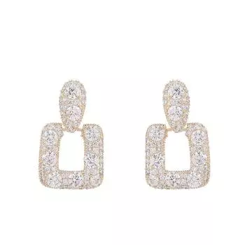 Осенне-зимние модные висячие серьги с геометрическим узором и кубическим цирконием, корейские массивные серьги-гвоздики, роскошные ювелирные изделия золотой