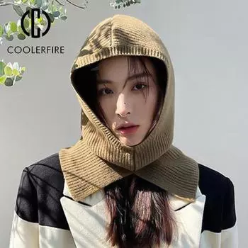 Осенне-зимние модные женские популярные шапки с ушками, повседневные нагрудники, цельные мягкие вязаные шапки, сохраняющие тепло, тренд, однотонный цвет HC208 One Size чёрный