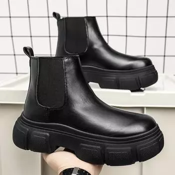 Осенне-зимние мужские ботинки на платформе Модный минималистичный дизайн в стиле повседневной носки для отдыха на природе Для деловых вечеринок Для взрослых Офисная обувь 39 чёрный